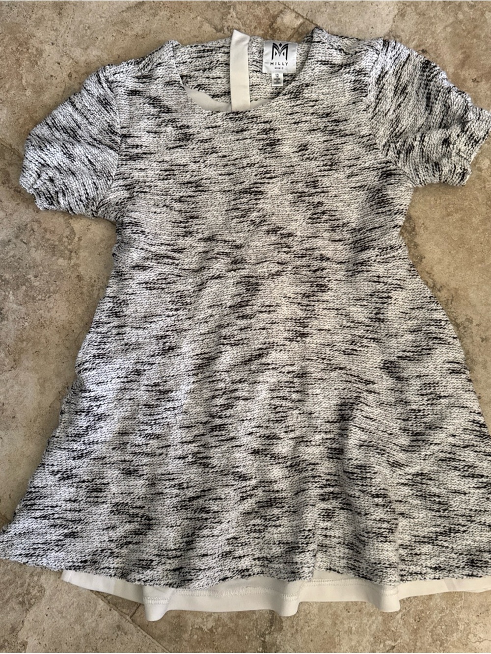Milly minis girls size 12 julie short sleeve dress yarn dye black/white Aline